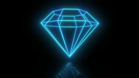 Abstract geometric jewelry shape of glowing neon.Neon luminous diamond. Jewelry Vídeo Stock 242514149