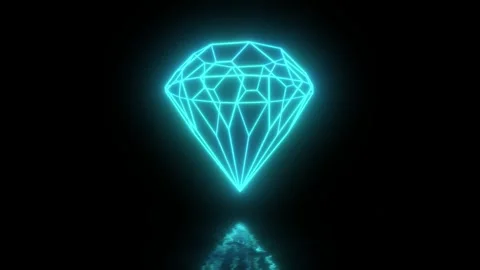 Abstract geometric jewelry shape of glowing neon.Neon luminous diamond. Jewelry Stock Footage 242514157