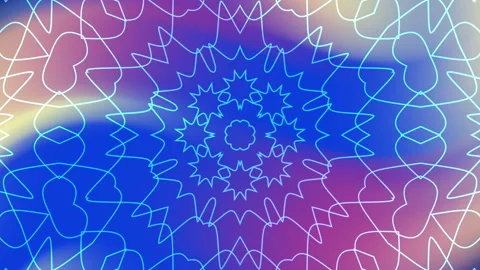 Abstract geometric kaleidoscope overlay pattern blue lines colorful backgrounds Stock Footage 325745538