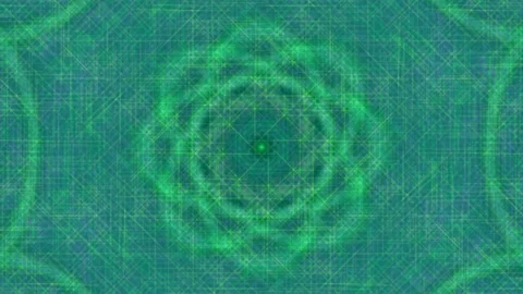 Abstract Geometric Kaleidoscope Pattern with Glowing Red Center and Golden .. Stock Footage 332585195