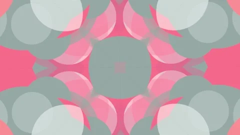 Abstract Geometric Kaleidoscope Pattern with Pastel Pink and Gray Circles Video stock 329951649