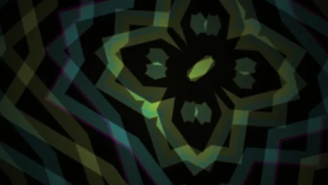 Abstract Geometric Kaleidoscopic Pattern Animation with Neon Glow. Stock Footage 334456886