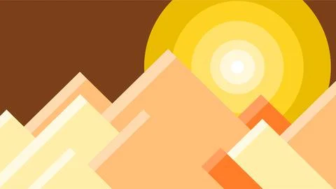 Abstract Geometric Landscape with Bright Sun and Mountain Shapes. Stock Illustration