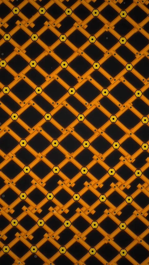 Abstract Geometric Lattice Pattern with Orange Bars and Black Diamond Shapes Stock Footage 346203160