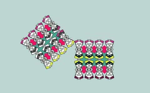 Abstract Geometric Lattice Patterns on Sage Green Background Stock Illustration