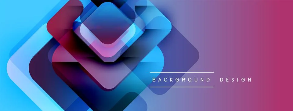 Abstract geometric layers create vibrant gradient background. Blue transitions 스톡 일러스트