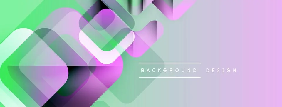Abstract geometric layers create vibrant gradient background. Soft colors blend, Stock Illustration