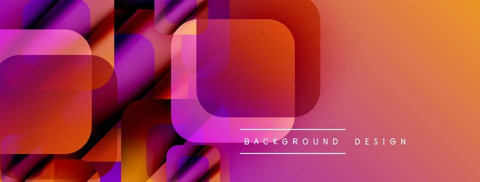 Abstract geometric layers create vibrant gradient effect. Overlapping squares, イラスト素材