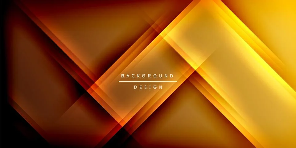 Abstract geometric layers create vibrant orange, yellow glow. Dark background イラスト素材