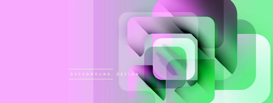 Abstract geometric layers create vibrant, colorful background. Soft gradients イラスト素材