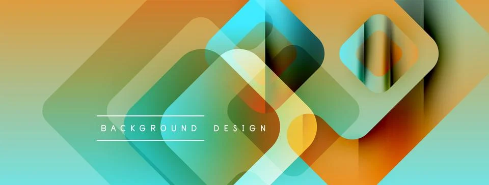 Abstract geometric layers create vibrant, modern background. Overlapping squares イラスト素材