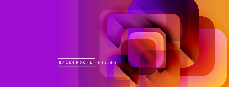 Abstract geometric layers create vibrant gradient effect. Purple, orange hues イラスト素材