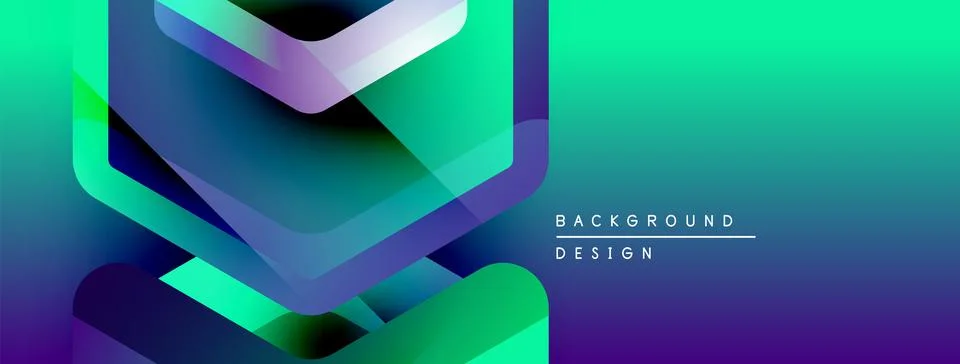 Abstract geometric layers create vibrant gradient effect. Modern design elements Illustrazione stock