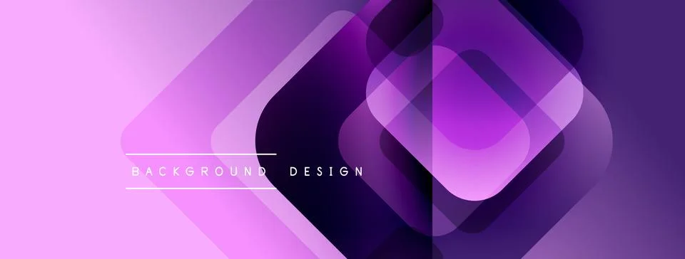 Abstract geometric layers create vibrant purple gradient. Modern design elements Illustrazione stock