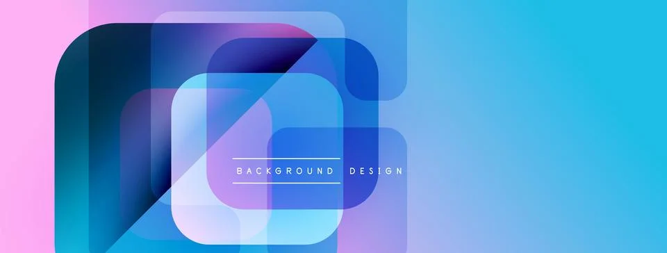 Abstract geometric layers create vibrant background. Blue, pink hues blend, イラスト素材