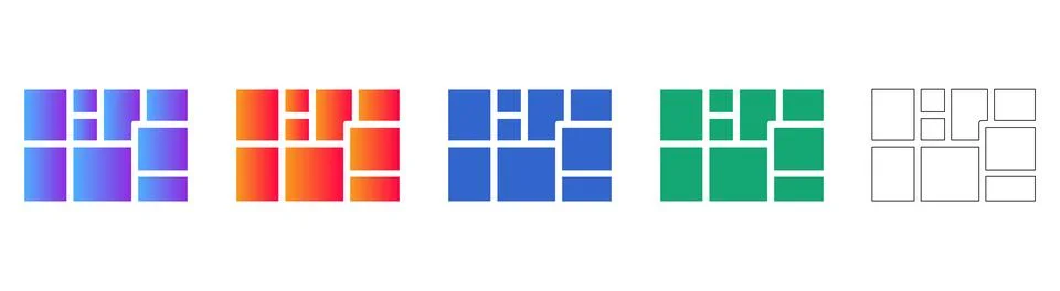 Abstract Geometric Layout Set in Multiple Color Gradients Illustrazione stock