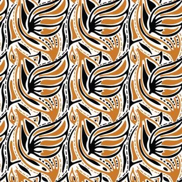 Abstract Geometric Leaf Grid. Vector Pattern Seamless Background. Bold Hand Stock Illustration