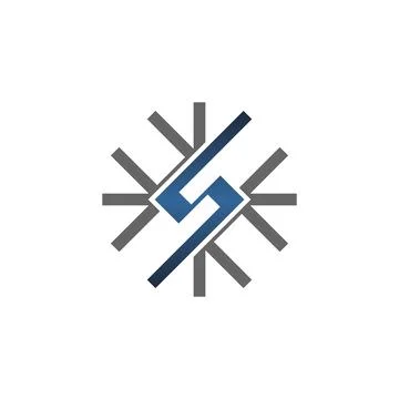Abstract geometric letter S logo with Snowflake flat style Stock Illustration
