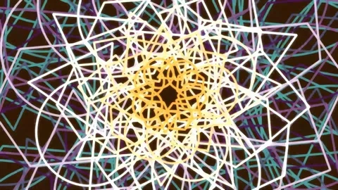 Abstract geometric light patterns forming complex, glowing digital art back.. Stock Footage 342203913