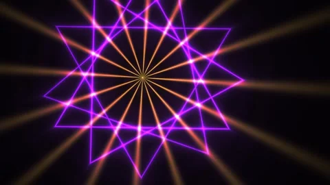 Abstract Geometric Light Show with Neon Shapes and Rays. Stock Footage 333913584
