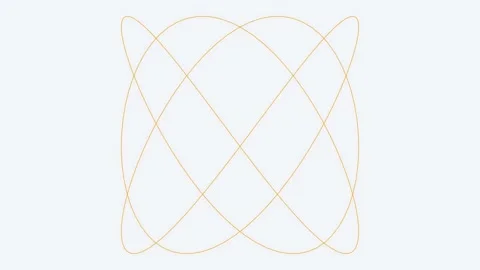 Abstract Geometric Line Animation with Intersecting Orange Curves on Light Vídeos de archivo 344232124