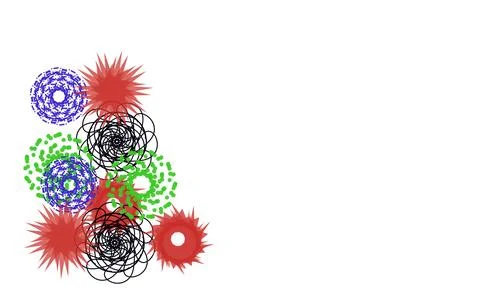 Abstract Geometric Line Art Cluster with Spiked Star and Dotted Motifs Stock Illustration
