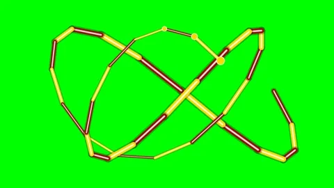 Abstract geometric line art featuring interlocking yellow and red segments Stock Footage 340266268