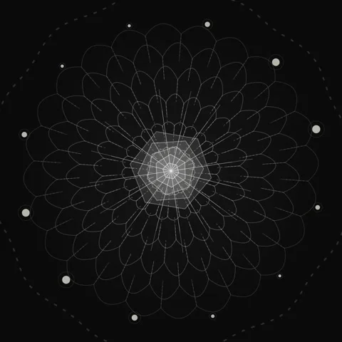 Abstract Geometric Line Art Mandala Design on Dark Background Stock Footage 345688850