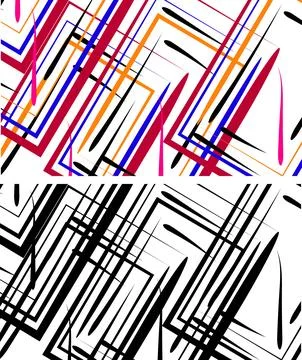 Abstract Geometric Line Pattern With Colorful And Black White Diagonal Stri.. Stock Illustration