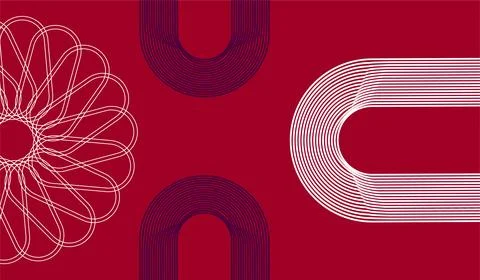 Abstract Geometric Line Pattern With Floral Spirograph and Rounded Stripes .. Stockillustratie