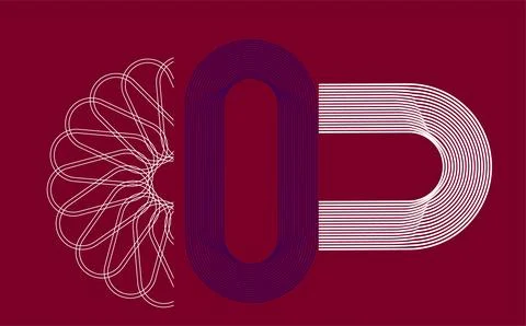 Abstract Geometric Line Pattern With Floral Spirograph and Rounded Stripes .. イラスト素材