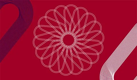 Abstract Geometric Line Pattern With Floral Spirograph and Rounded Stripes .. イラスト素材