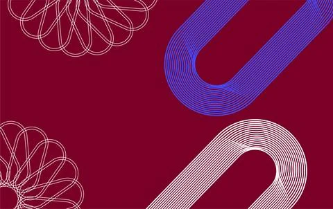Abstract Geometric Line Pattern With Floral Spirograph and Rounded Stripes .. イラスト素材