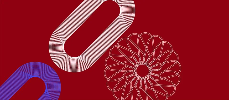 Abstract Geometric Line Pattern With Floral Spirograph and Rounded Stripes .. イラスト素材