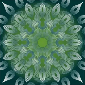 Abstract geometric line patterns on green gradient background. 3d effect, opt Illustrazione stock