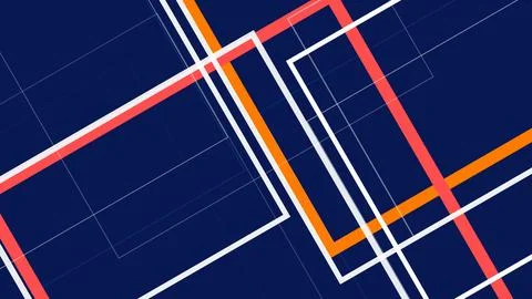 Abstract geometric lines and borders in orange, white, and red create a liv.. Stock Illustration