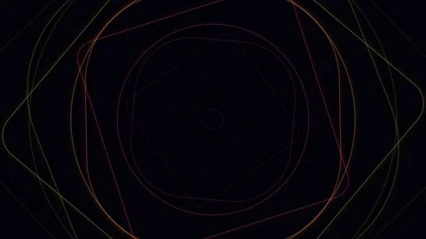 Abstract geometric lines and circles forming a dark digital vortex pattern Video stock 335117510