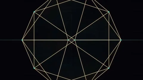 Abstract Geometric Lines and Glowing Nodes Morphing on Dark Background Vídeos de archivo 344232927