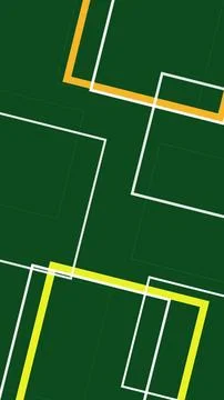 Abstract geometric lines and grid frames in deep green with bright yellow a.. Stock Illustration