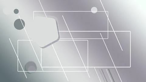 Abstract geometric lines and translucent rectangles float over a cool gray .. Stockillustratie