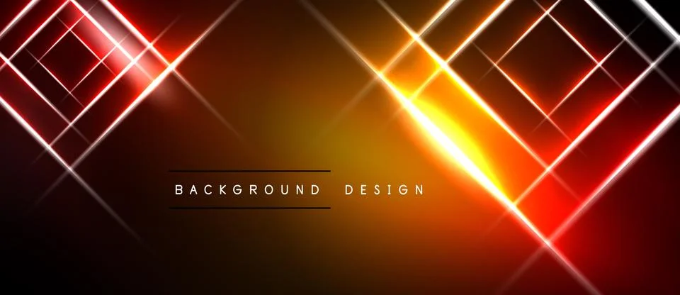 Abstract geometric lines create dynamic glowing effect. Dark background Stock Illustration