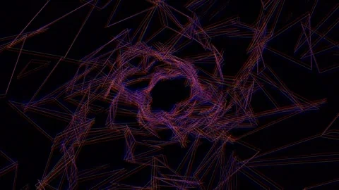 Abstract geometric lines create a swirl pattern with dark Stock Footage 340044245