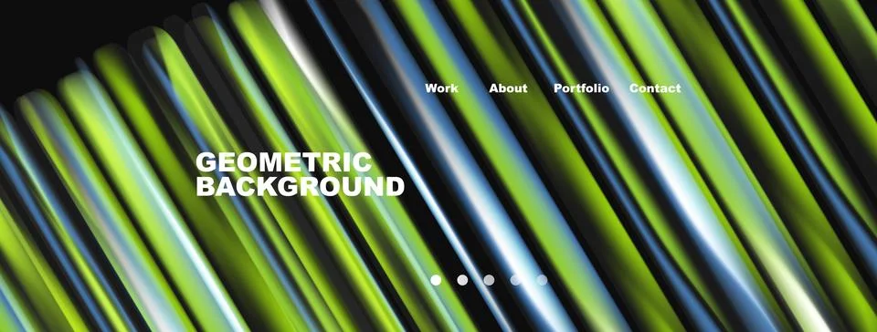 Abstract geometric lines create vibrant background. Text elements include wor Stock Illustration