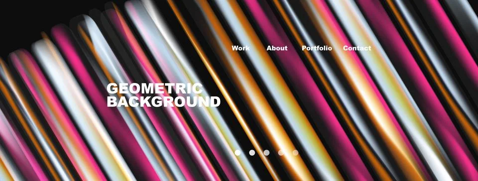 Abstract geometric lines create vibrant background. Text elements include wor Stockillustratie