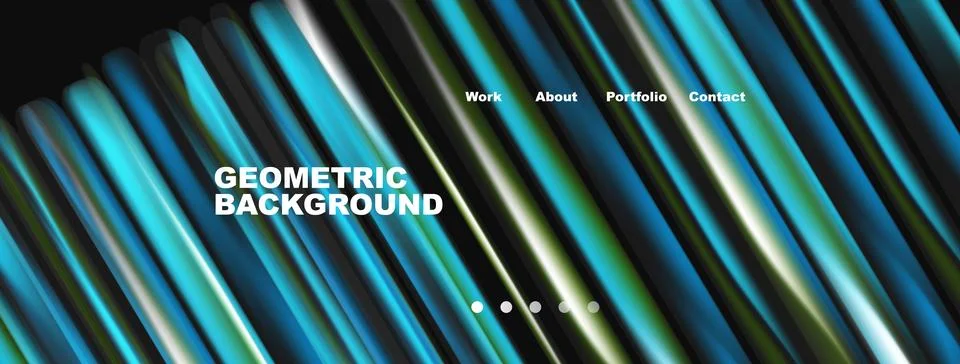 Abstract geometric lines create vibrant background. Text includes work, about Stock Illustration