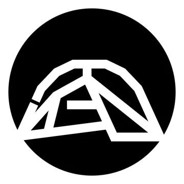Abstract geometric lines forming complex black white emblem Stock Illustration