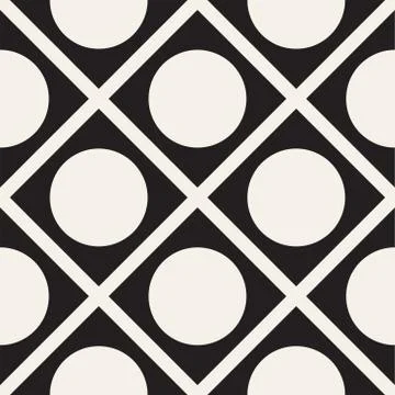 Abstract geometric lines lattice pattern. Seamless vector background. Black a イラスト素材