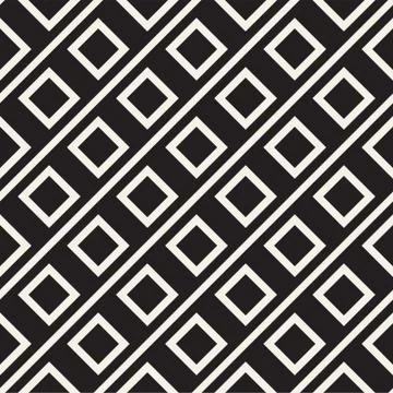 Abstract geometric lines lattice pattern. Seamless vector background. Black a Illustrazione stock