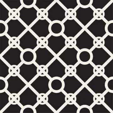 Abstract geometric lines lattice pattern. Seamless vector background. Black a Stock Illustration