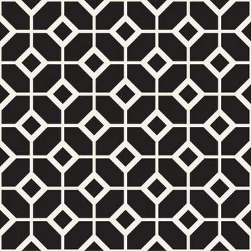 Abstract geometric lines lattice pattern. Seamless vector background. Black a Illustrazione stock